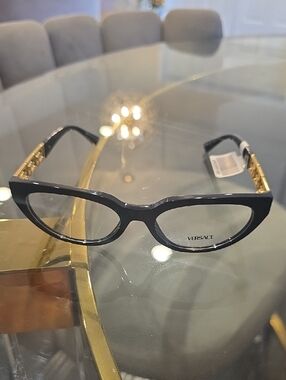 Versace Black and Gold Cat Eye Women's Glasses